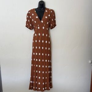 NWT A New Day Brown and White Polka Dot Dress